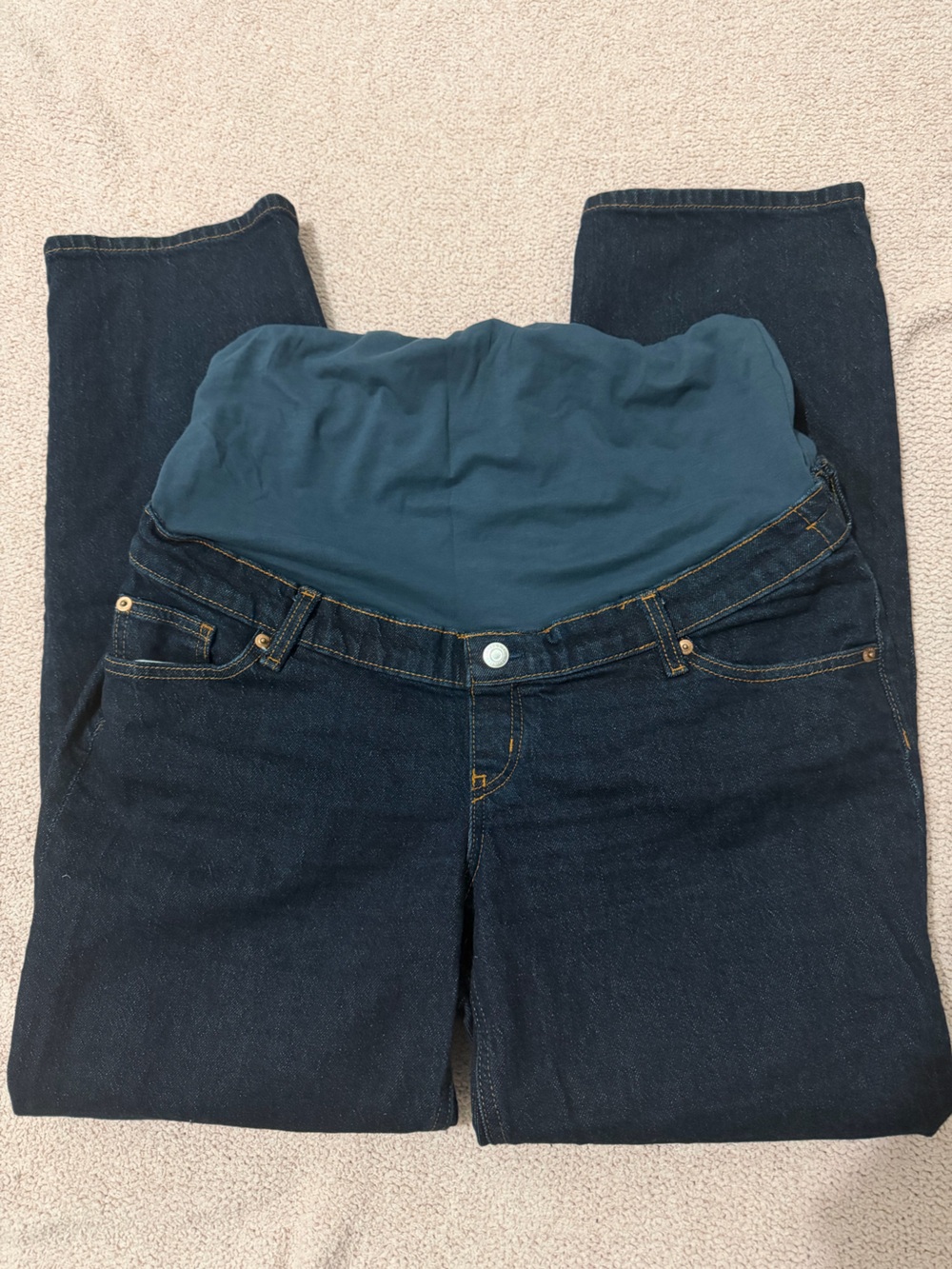 H&M Dark Indigo Maternity Jeans with Teal Panel